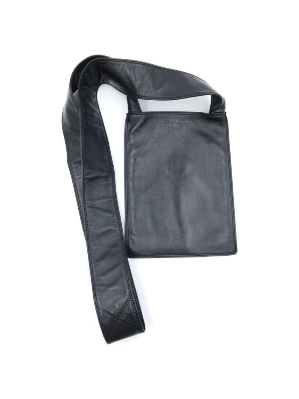 Chanel Back Black Lambskin All Leather Shoulder Bag